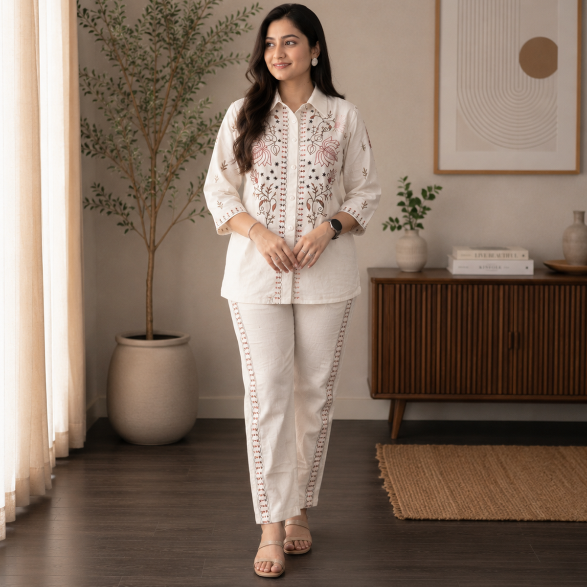 Kashida Garden embroidery Co-ord Set