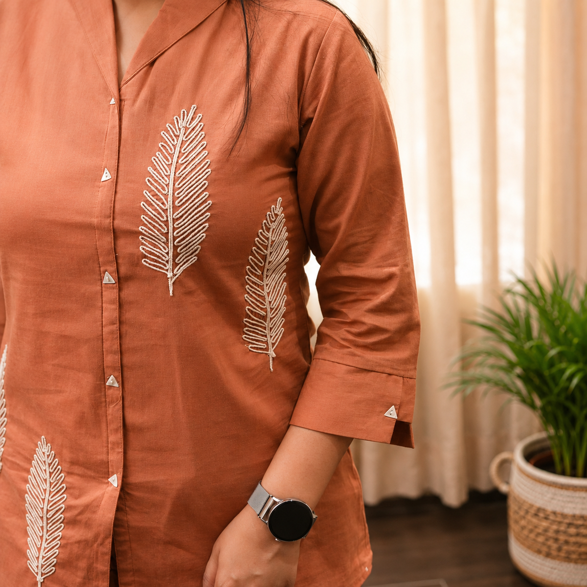 Peach Botanical Leaves Co-ord Set