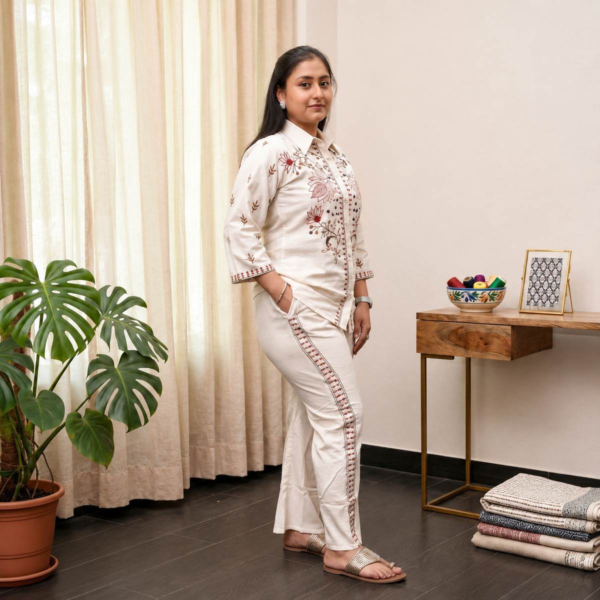 Kashida Garden embroidery Co-ord Set
