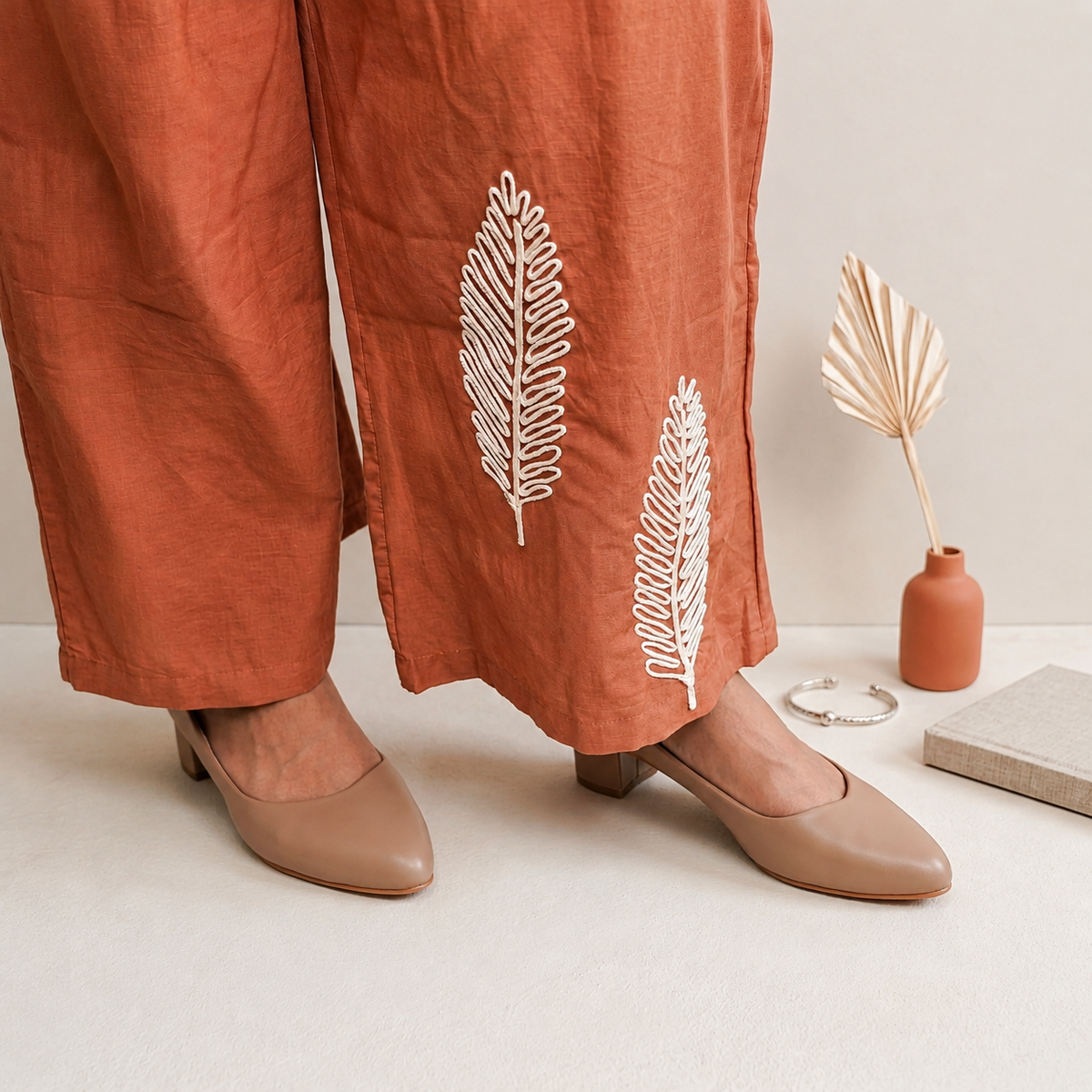 Peach Botanical Leaves Co-ord Set