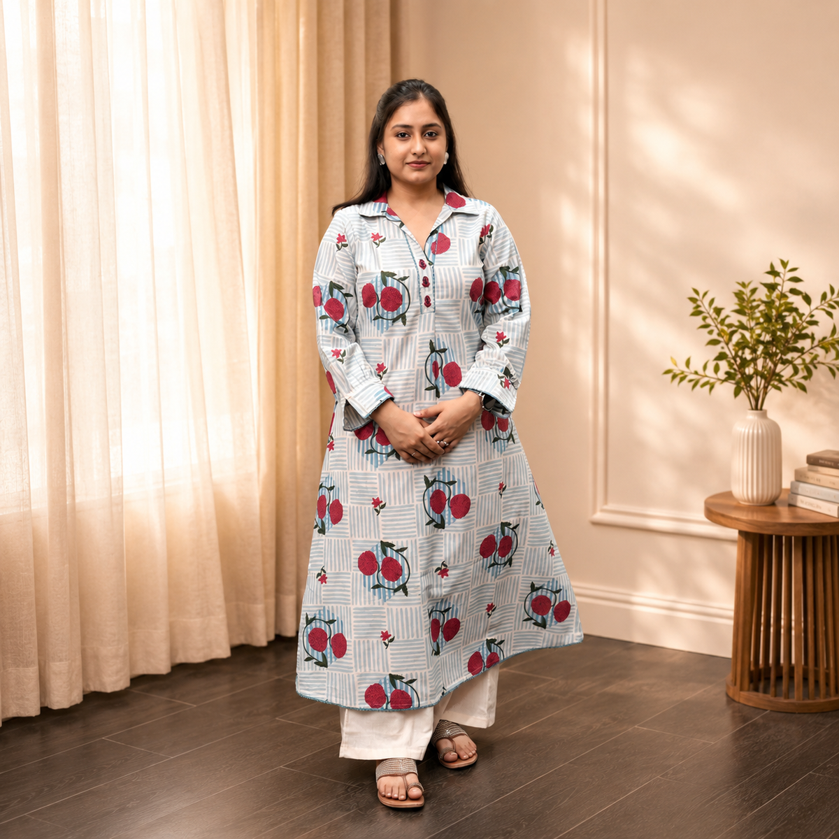 Floral Breeze Co-ord Set Aqua Blue